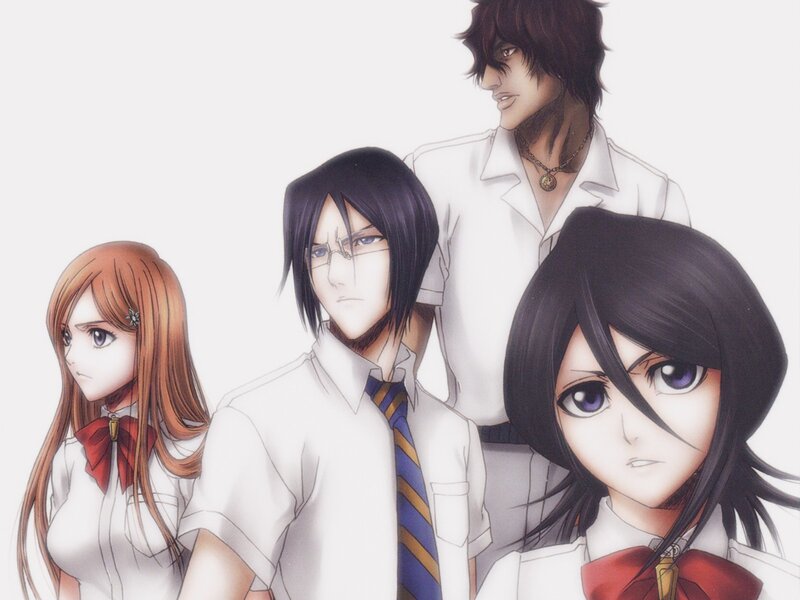 Anime Characters in School Uniforms — White, Serious