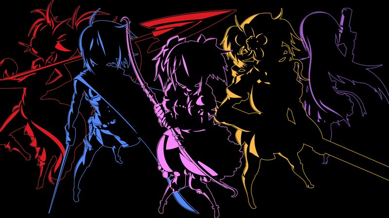 Anime Characters in Silhouette — Black, Dramatic, Night, Digital Art