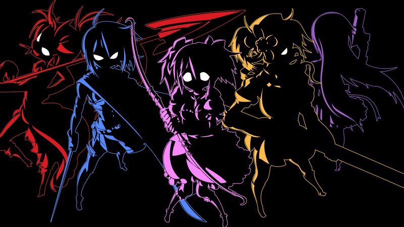 Anime Characters in Silhouette — Black, Dramatic, Night