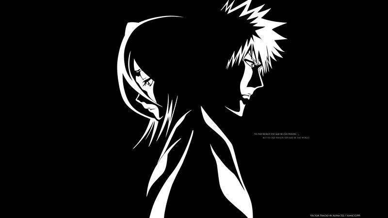 Anime Characters in Silhouette — Black, Dramatic, Vector Art