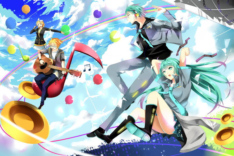 Anime Characters in Sky — Blue, Energetic