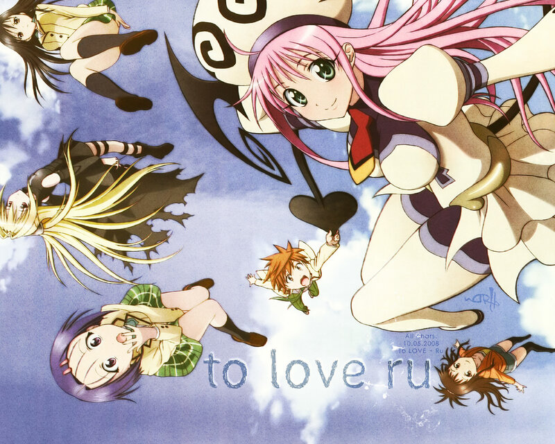 Anime Characters in Sky — Blue, Playful, Clouds