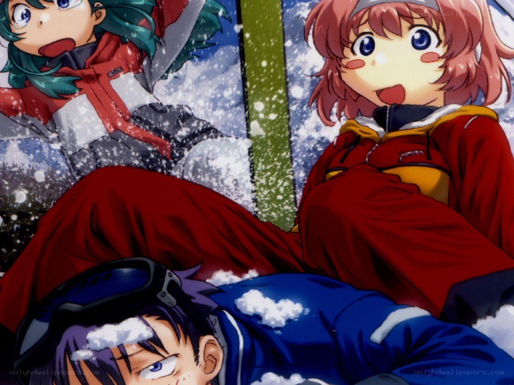 Anime characters in snow