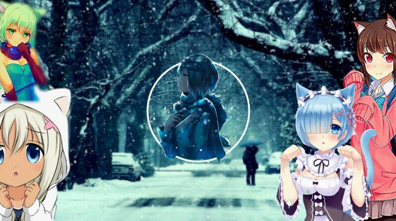 Anime Characters in Snow — Blue, Cold
