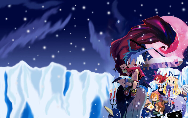 Anime Characters in Snow — Blue, Dramatic, Night
