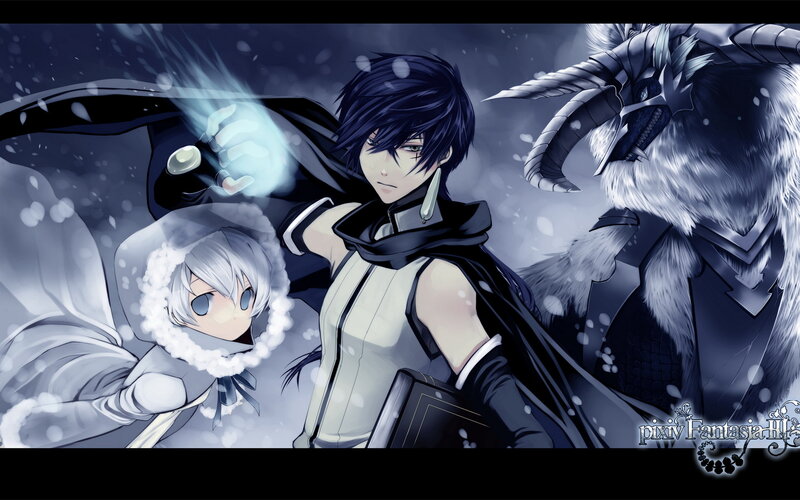 Anime Characters in Snow — Blue, Dramatic