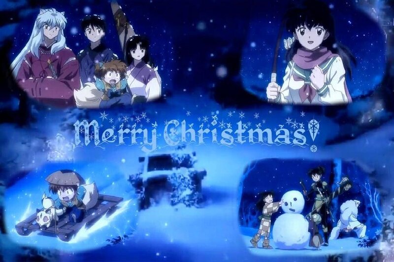 Anime Characters in Snow — Blue, Festive