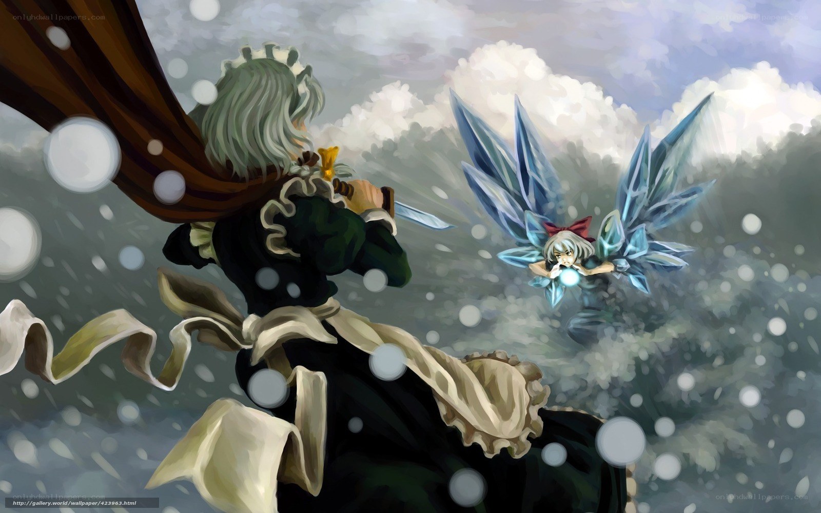 anime characters in snowy battle