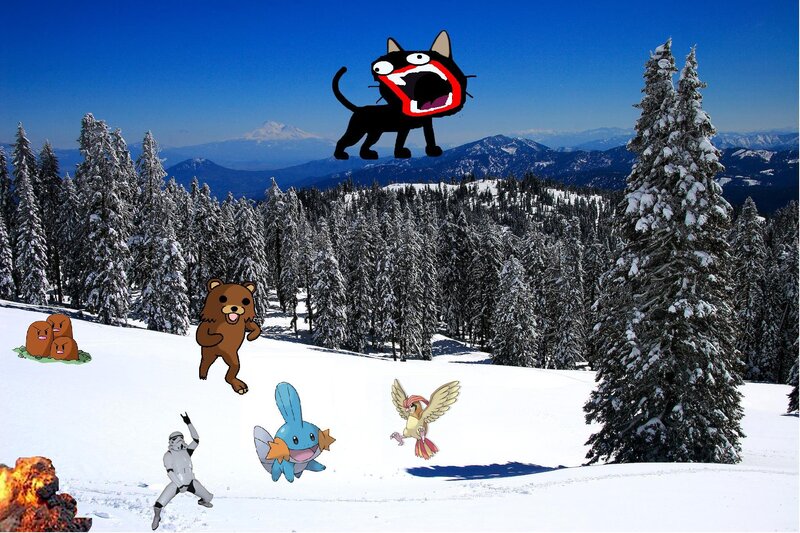 Anime characters in snowy landscape