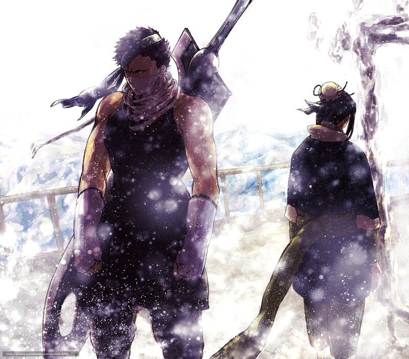 Anime characters in snowy landscape