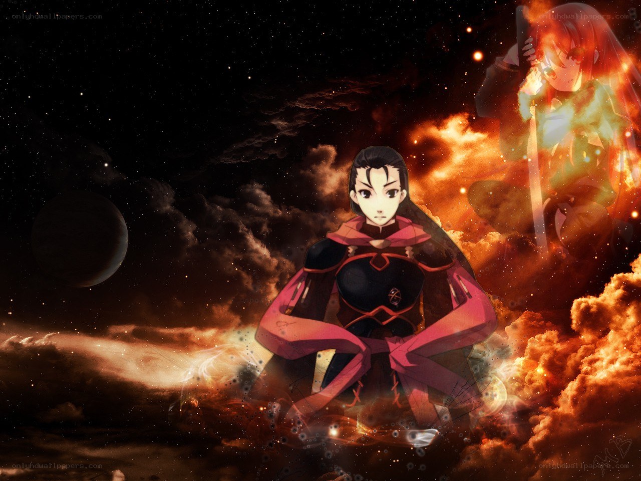 Anime characters in space battle