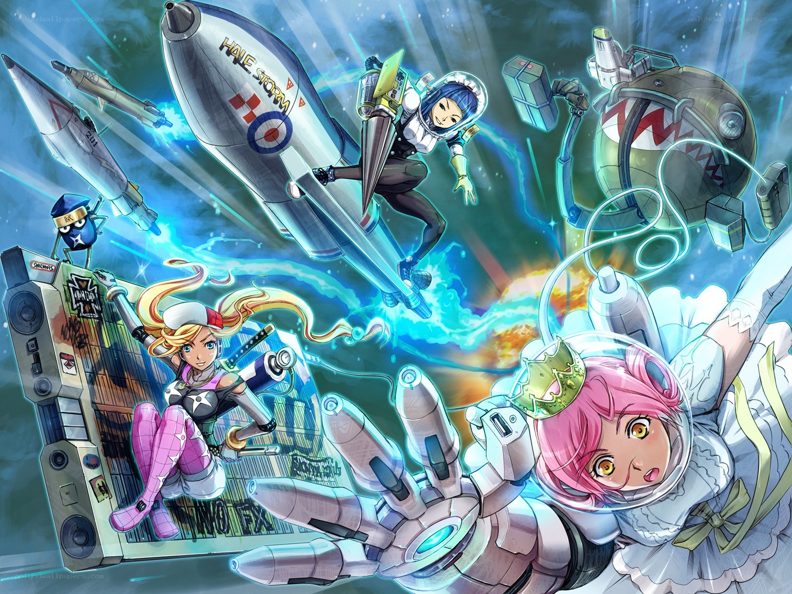 Anime characters in space battle