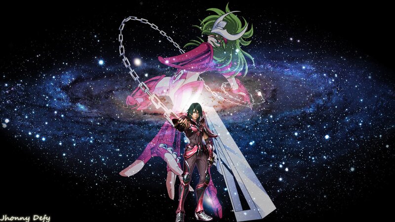 Anime Characters in Space — Black, Dramatic, Night, Digital Art