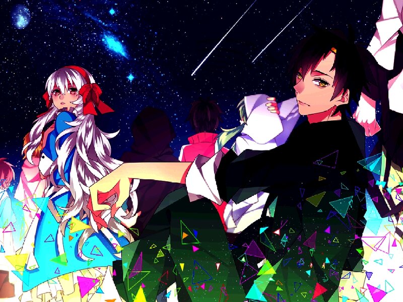 Anime Characters in Space — Black, Dramatic, Night