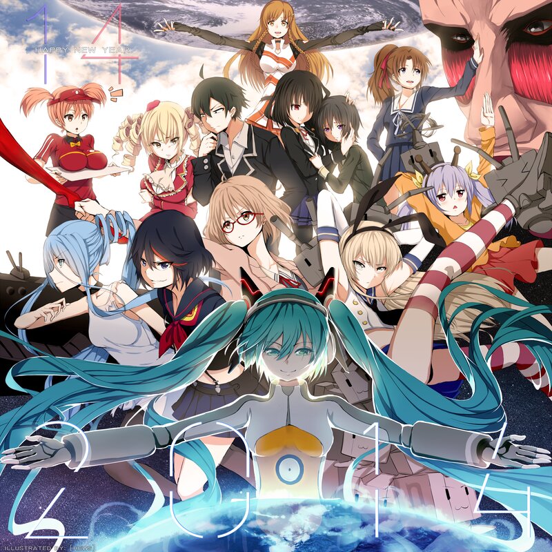 Anime Characters in Space — Blue, Dramatic, Digital Art