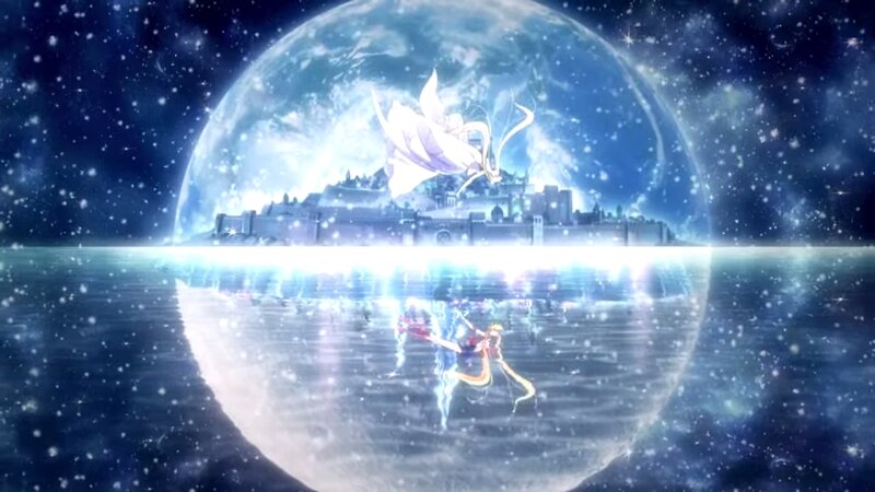 Anime Characters in Space — Blue, Dramatic, Night, Castle