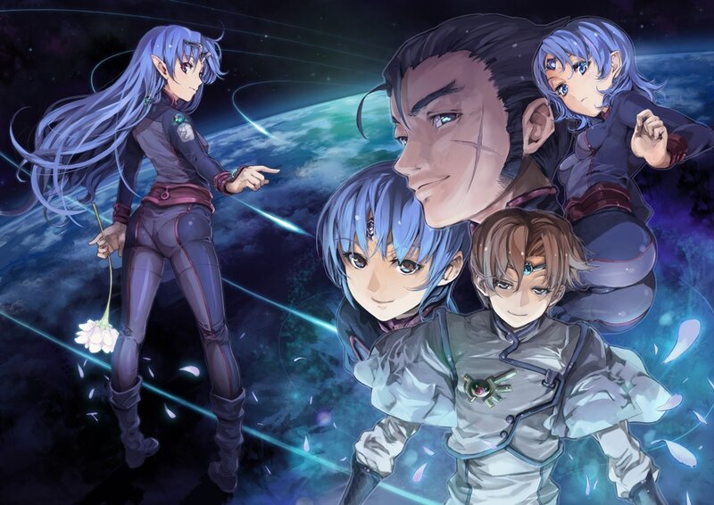 Anime Characters in Space — Blue, Dramatic, Night, Planet