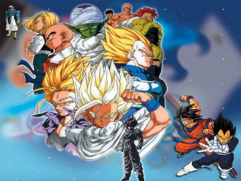 Anime Characters in Space — Blue, Dramatic, Night, Super Saiyan