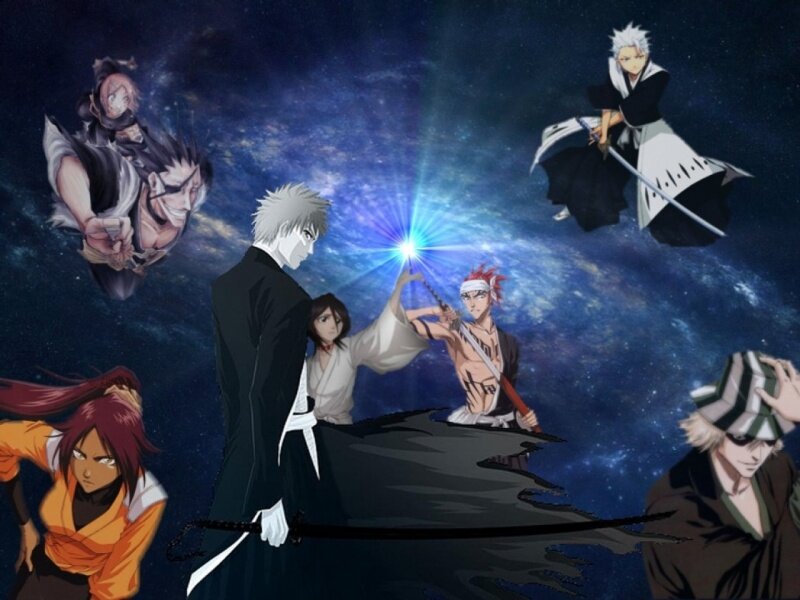 Anime Characters in Space — Blue, Dramatic, Night, Swords