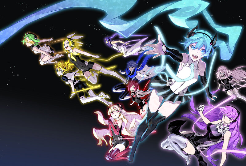 Anime Characters in Space — Blue, Dynamic, Night