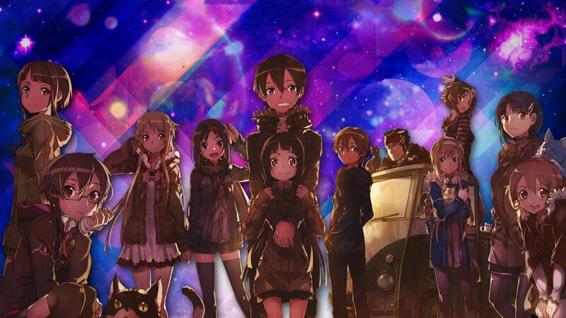 Anime Characters in Space — Purple, Dramatic, Night, Cat
