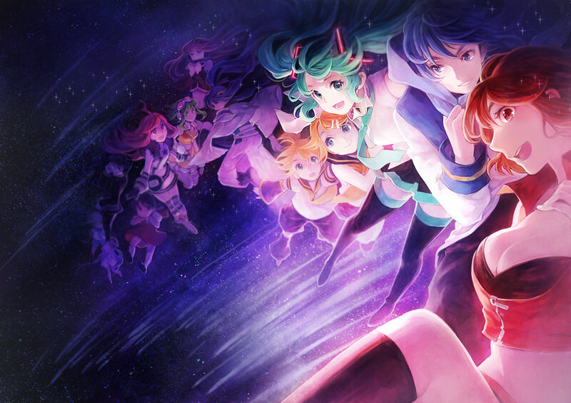 Anime Characters in Space — Purple, Dramatic, Night