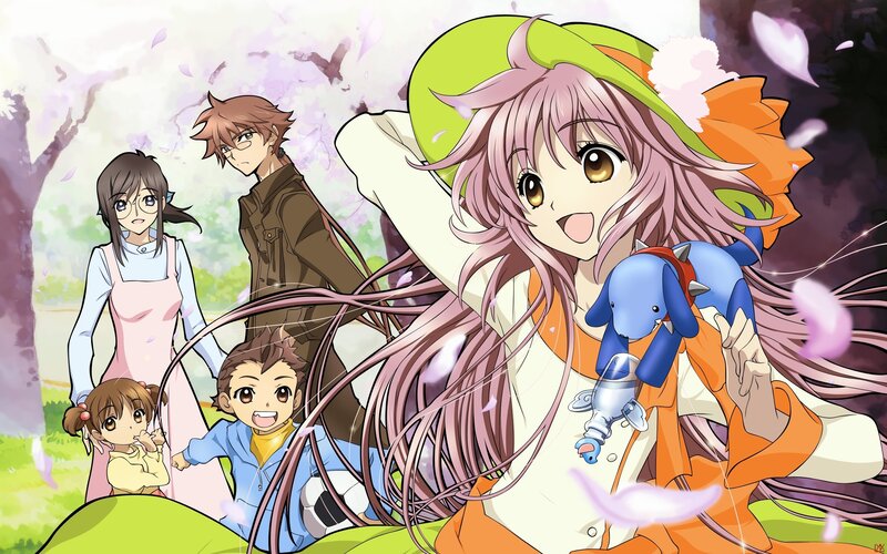 Anime characters in spring