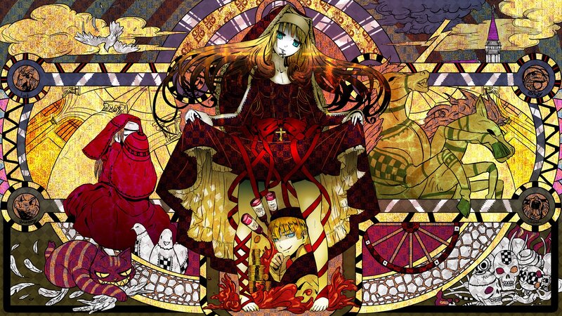 Anime characters in stained glass art