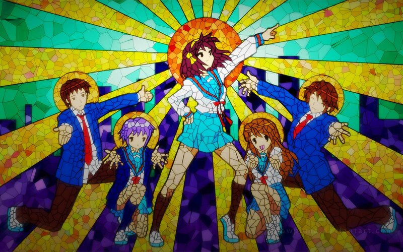 Anime Characters in Stained Glass — Yellow