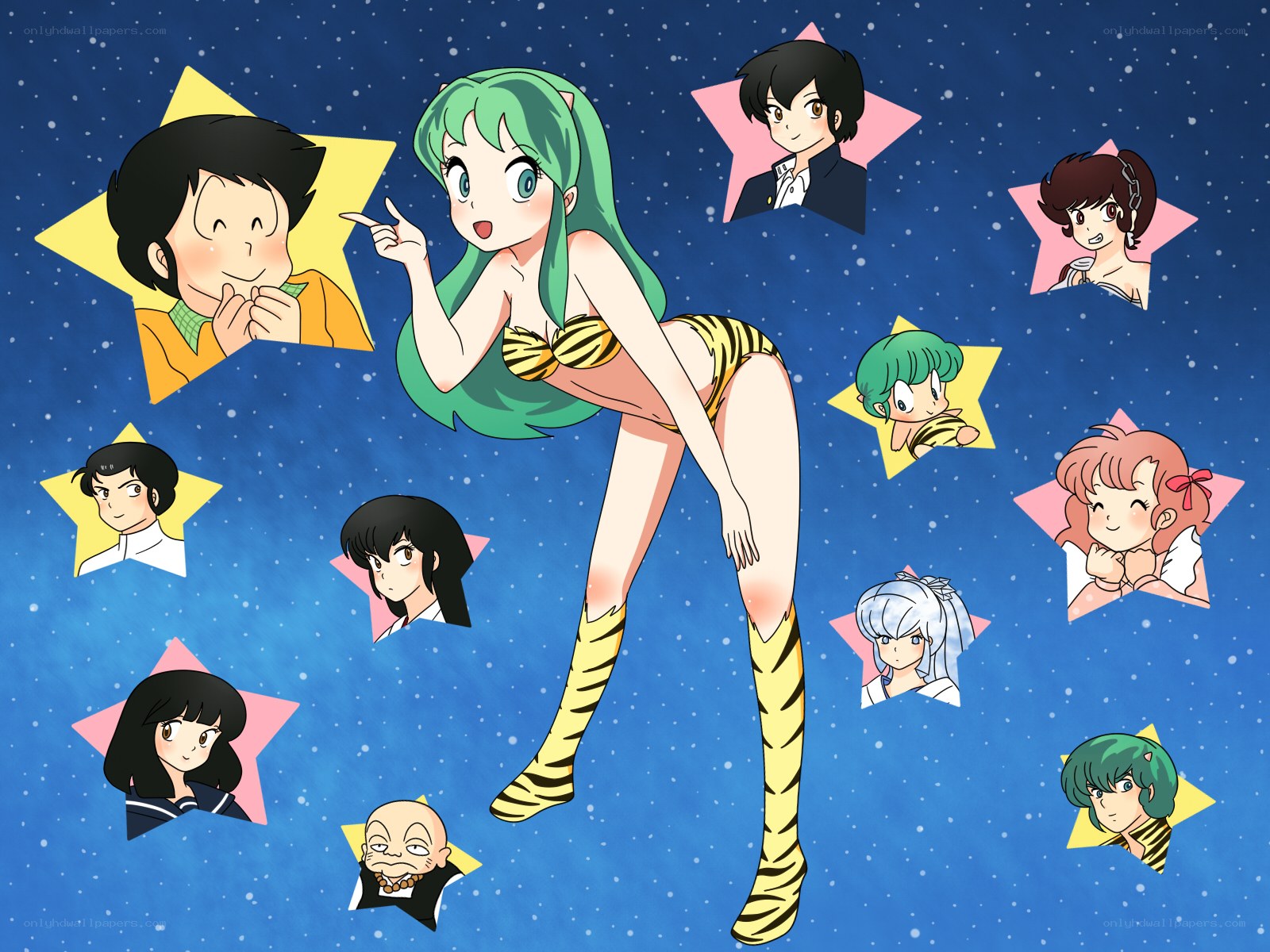 Anime characters in star frames