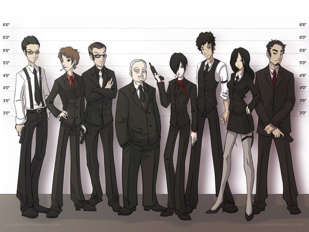 anime characters in suits