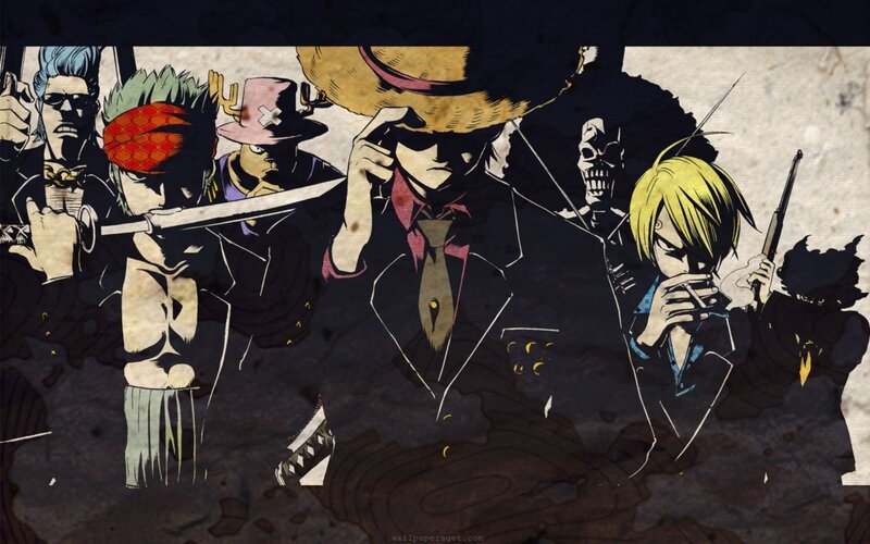 Anime Characters in Suits — Black, Dramatic, Manga, Swords, Guns, Skull