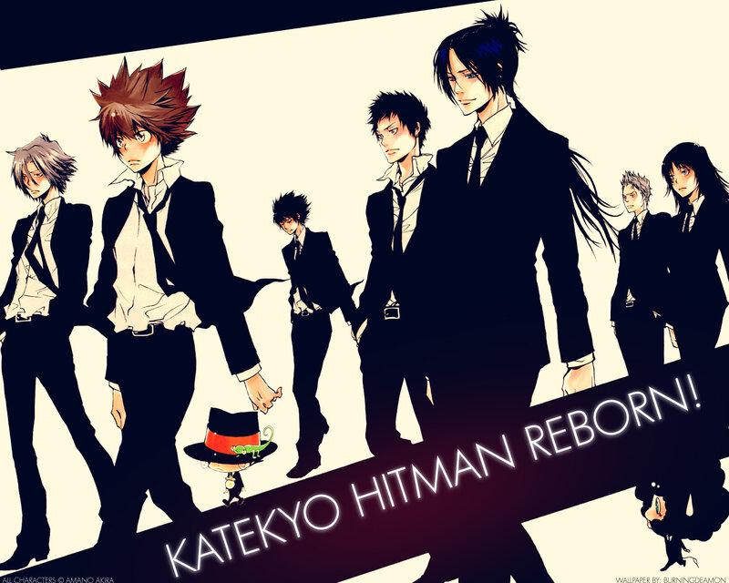 Anime Characters in Suits — Black, Dramatic, Manga, Text