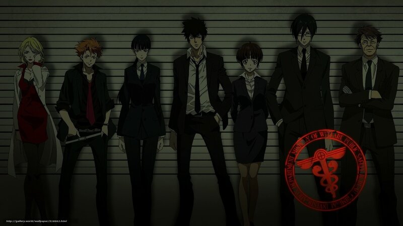 Anime Characters in Suits — Black, Dramatic, Mugshot Background