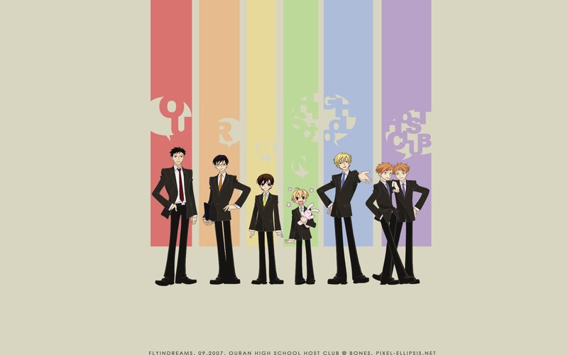 Anime Characters in Suits — Black, Playful, Colorful Stripes