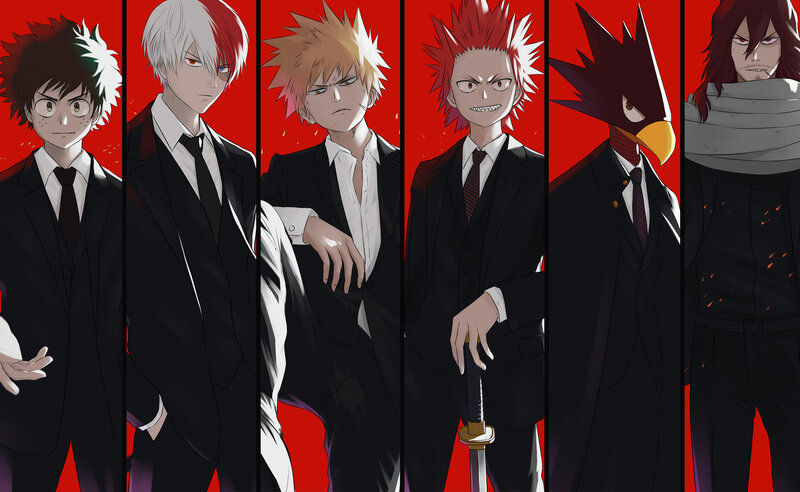 Anime Characters in Suits — Red, Dramatic, Manga