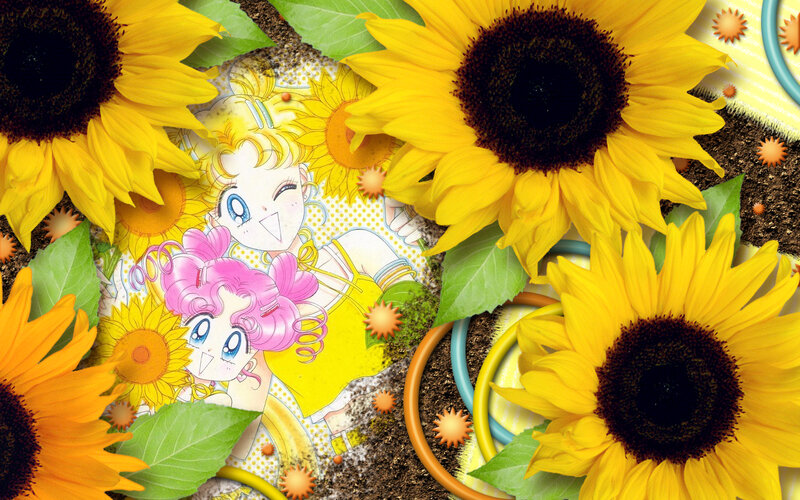 Anime Characters in Sunflowers — Yellow
