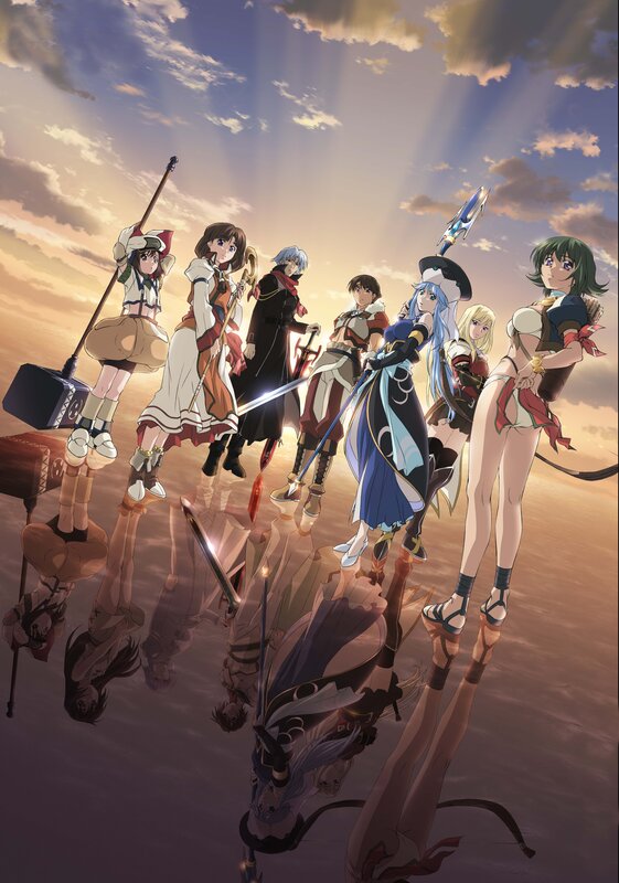 anime characters in sunset