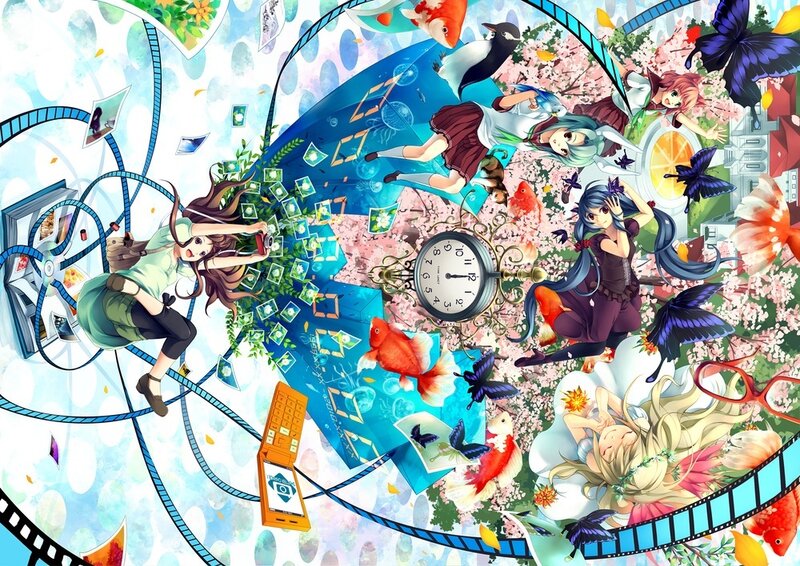 Anime Characters in Surreal Scene