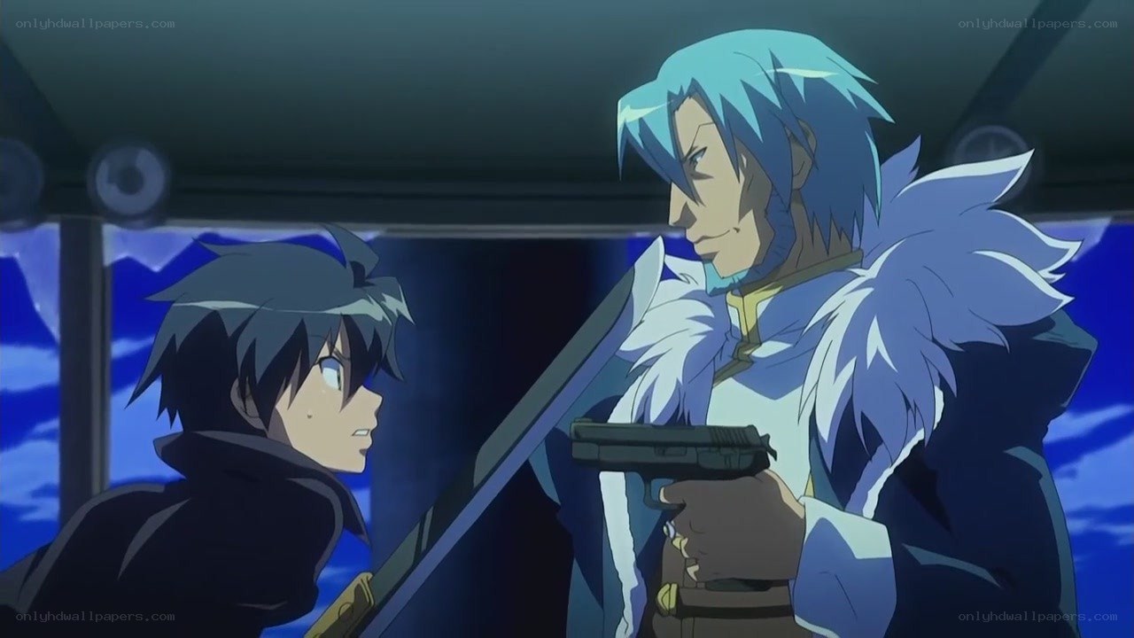 Anime characters in tense standoff