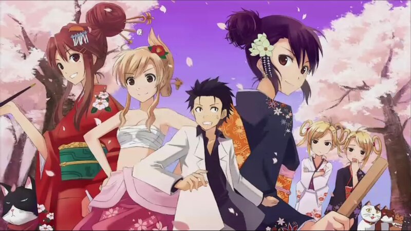 Anime characters in traditional attire