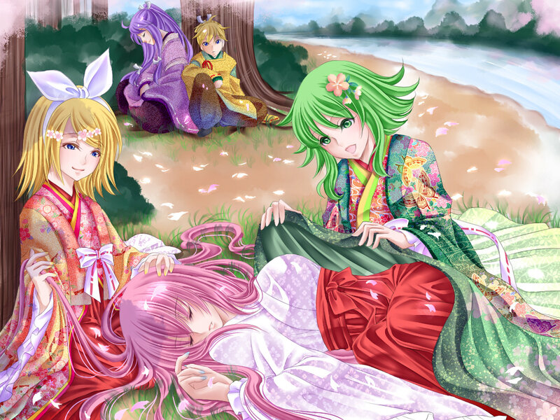 Anime characters in traditional attire