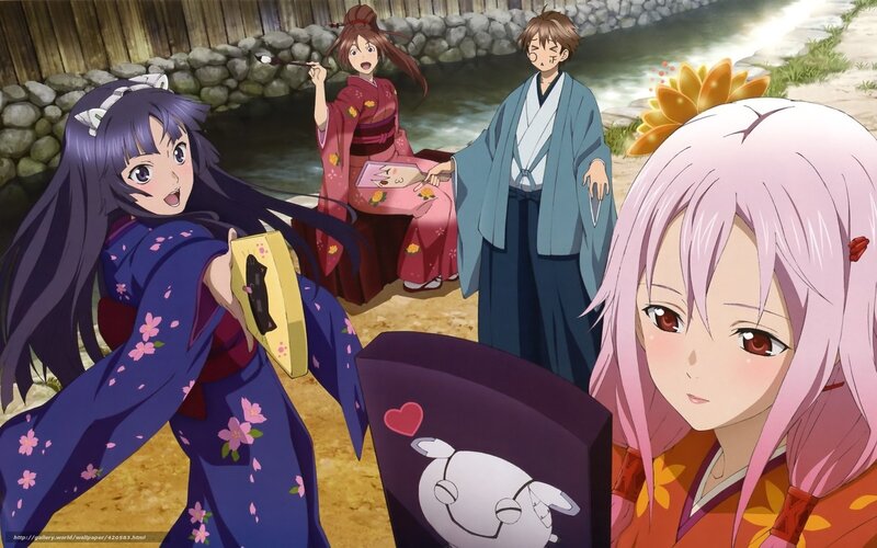 Anime characters in traditional attire