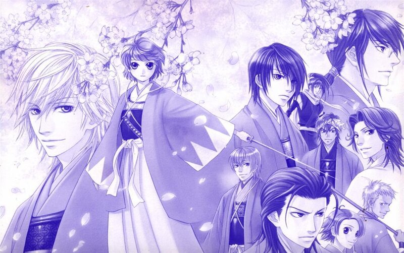 Anime characters in traditional attire