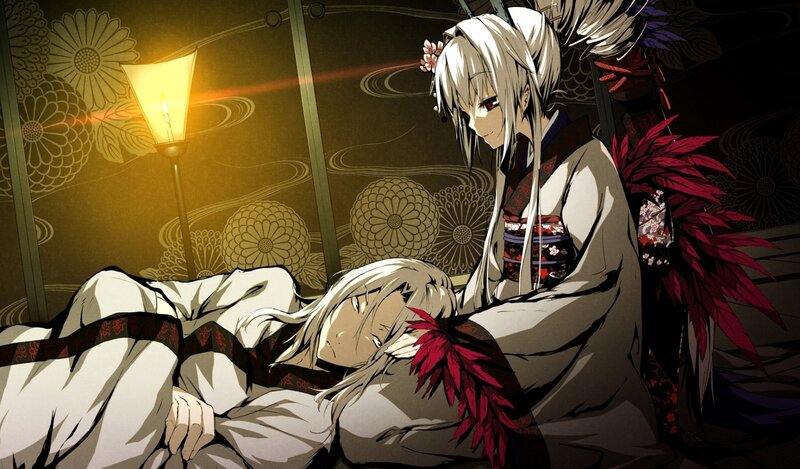 Anime characters in traditional attire