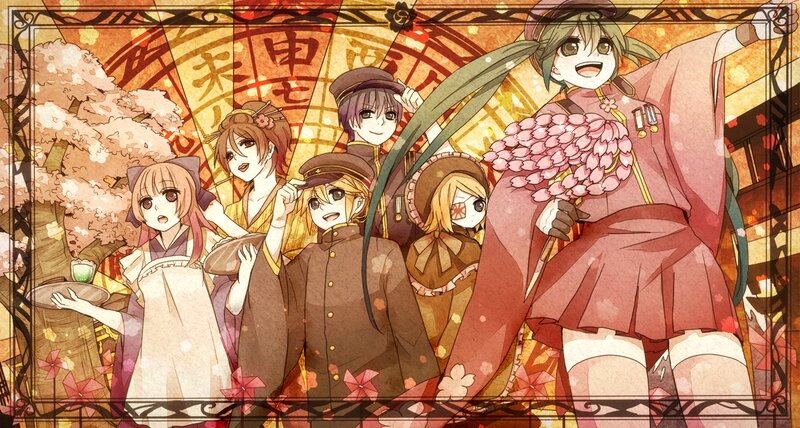 anime characters in traditional attire