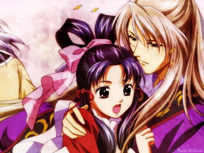 Anime characters in traditional attire