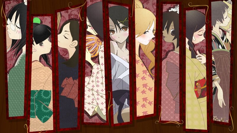 Anime characters in traditional attire
