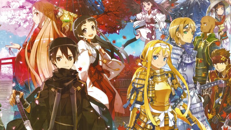 Anime Characters in Traditional Attire — Red