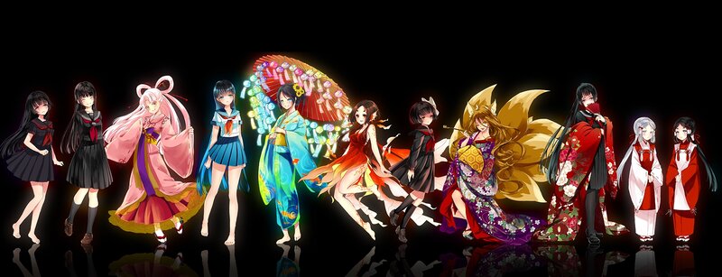 Anime Characters in Traditional Clothing — Black, Dramatic